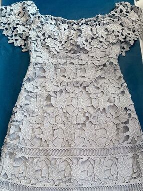 Astr Off-the-Shoulder Lilac Lavender Lace Mini Dress - Size XS